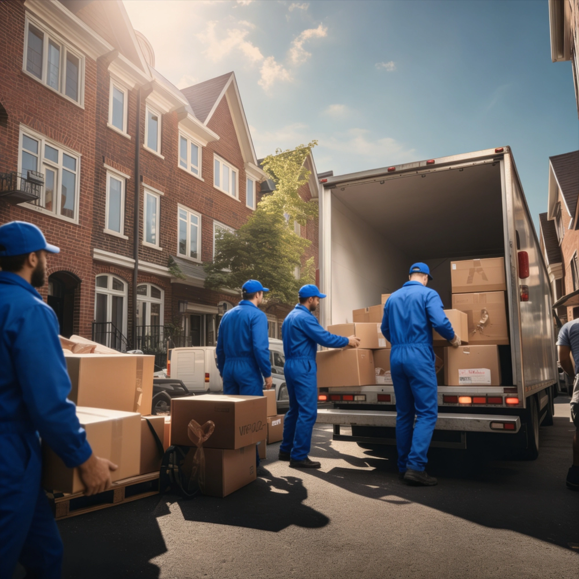Professional residential movers loading boxes into a moving truck in Los Angeles by City of Angels Move